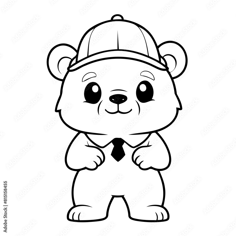 Fototapeta premium Simple vector illustration of Bear drawing colouring activity
