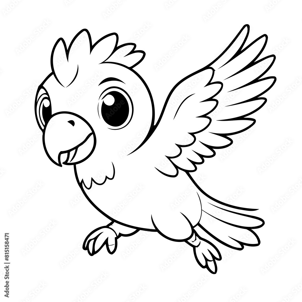 Fototapeta premium Cute vector illustration Macaw for kids colouring worksheet