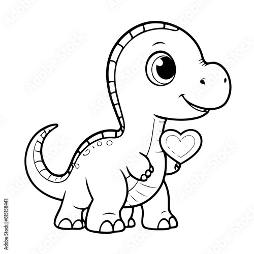 Cute vector illustration Brachiosaurus for kids coloring activity page