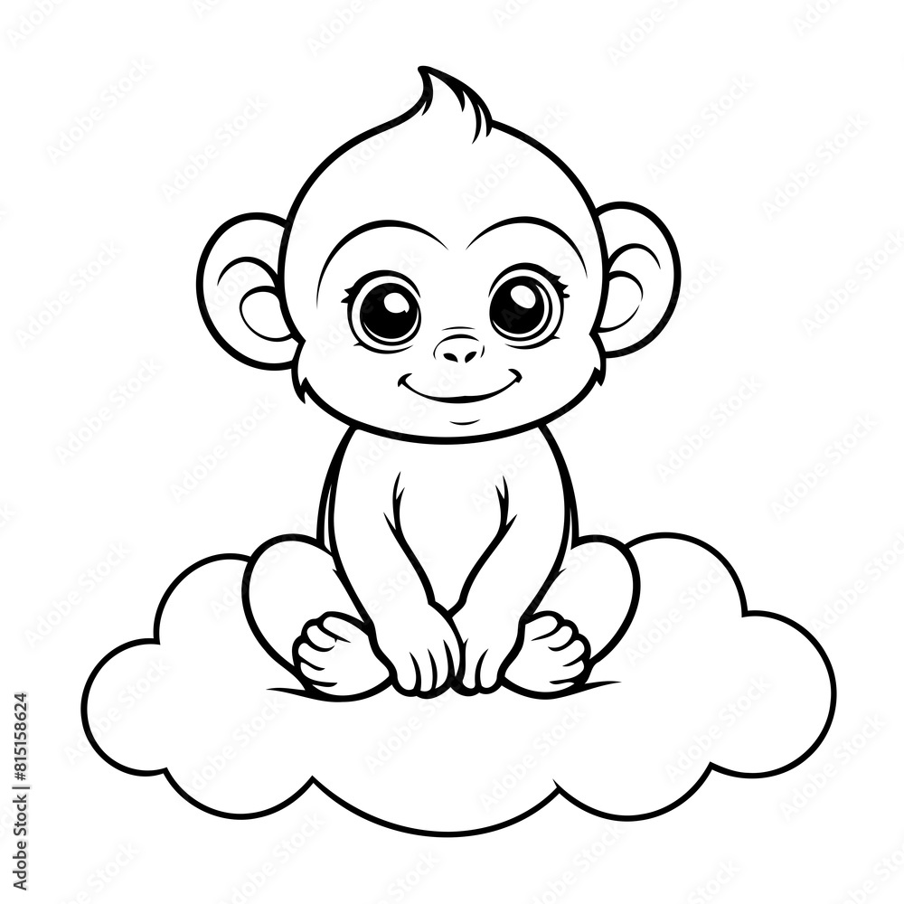 Simple vector illustration of Monkey colouring page for kids Simple vector illustration of Monkey colouring page for kids
