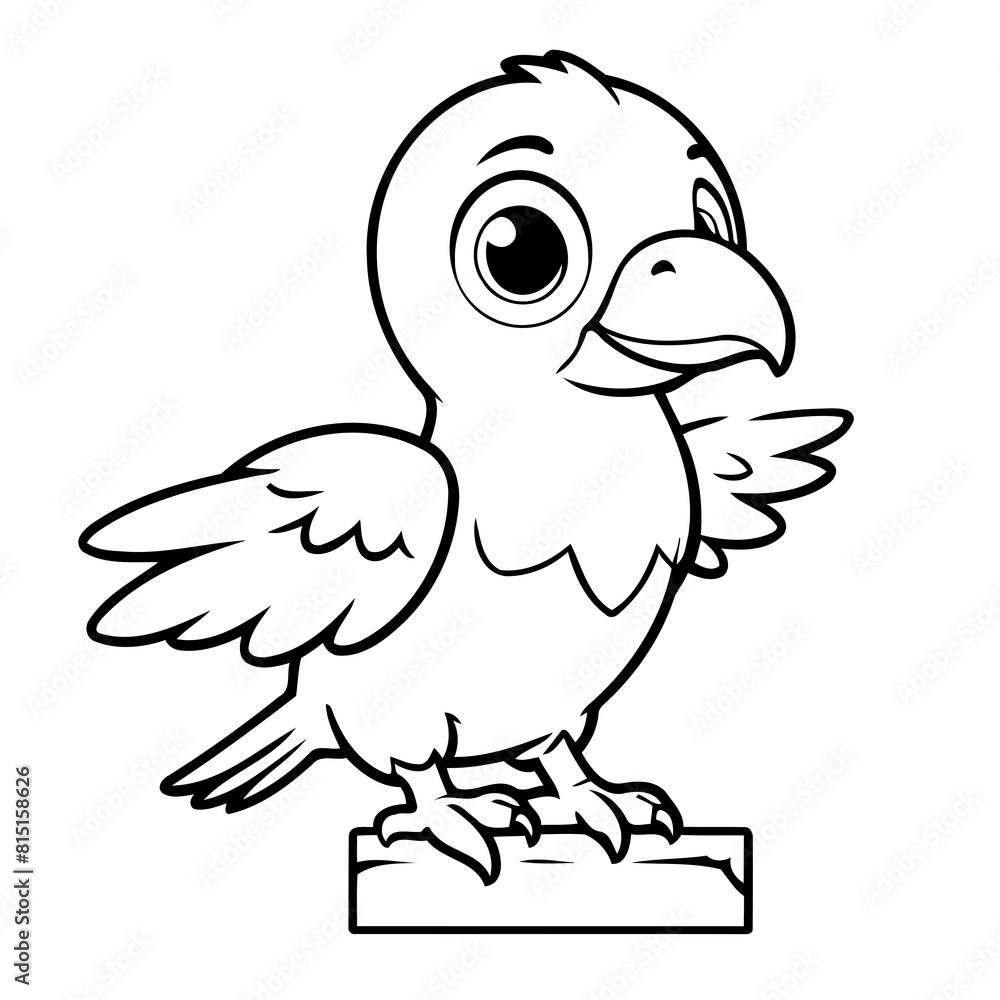 Fototapeta premium Cute vector illustration Condor doodle black and white for kids page