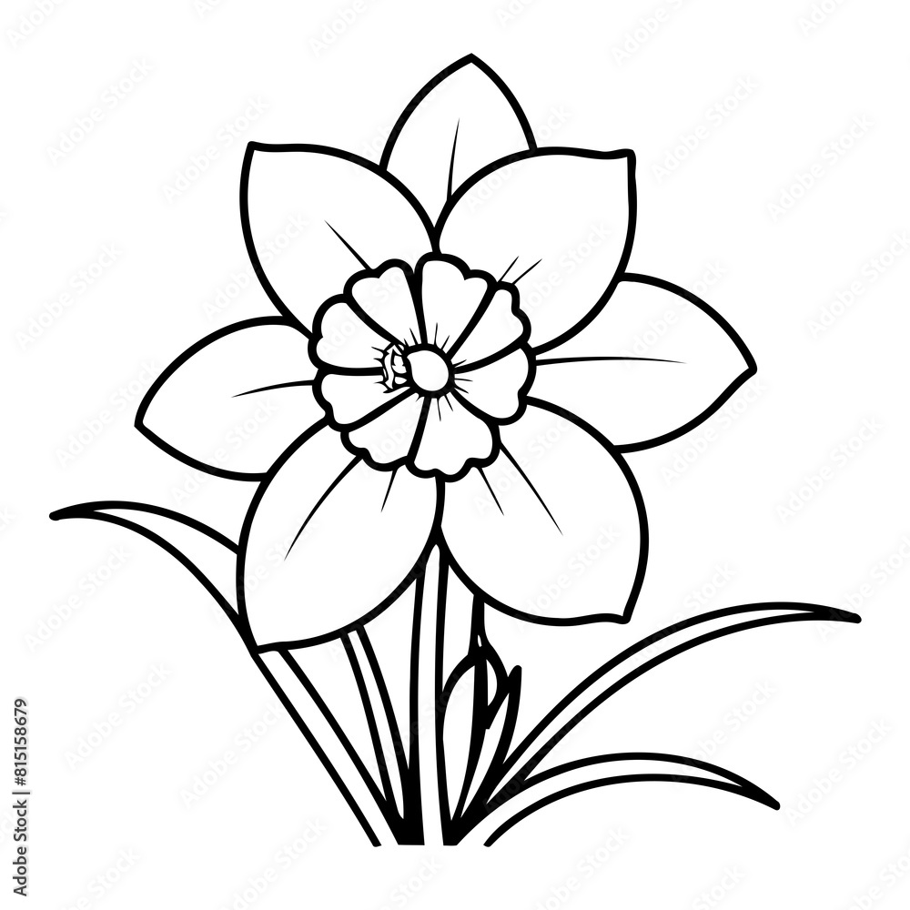 Obraz premium Cute vector illustration Daffodil doodle for toddlers coloring activity