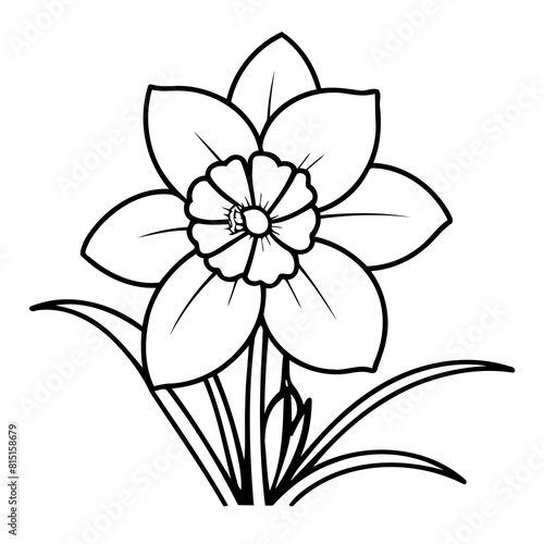 Cute vector illustration Daffodil doodle for toddlers coloring activity
