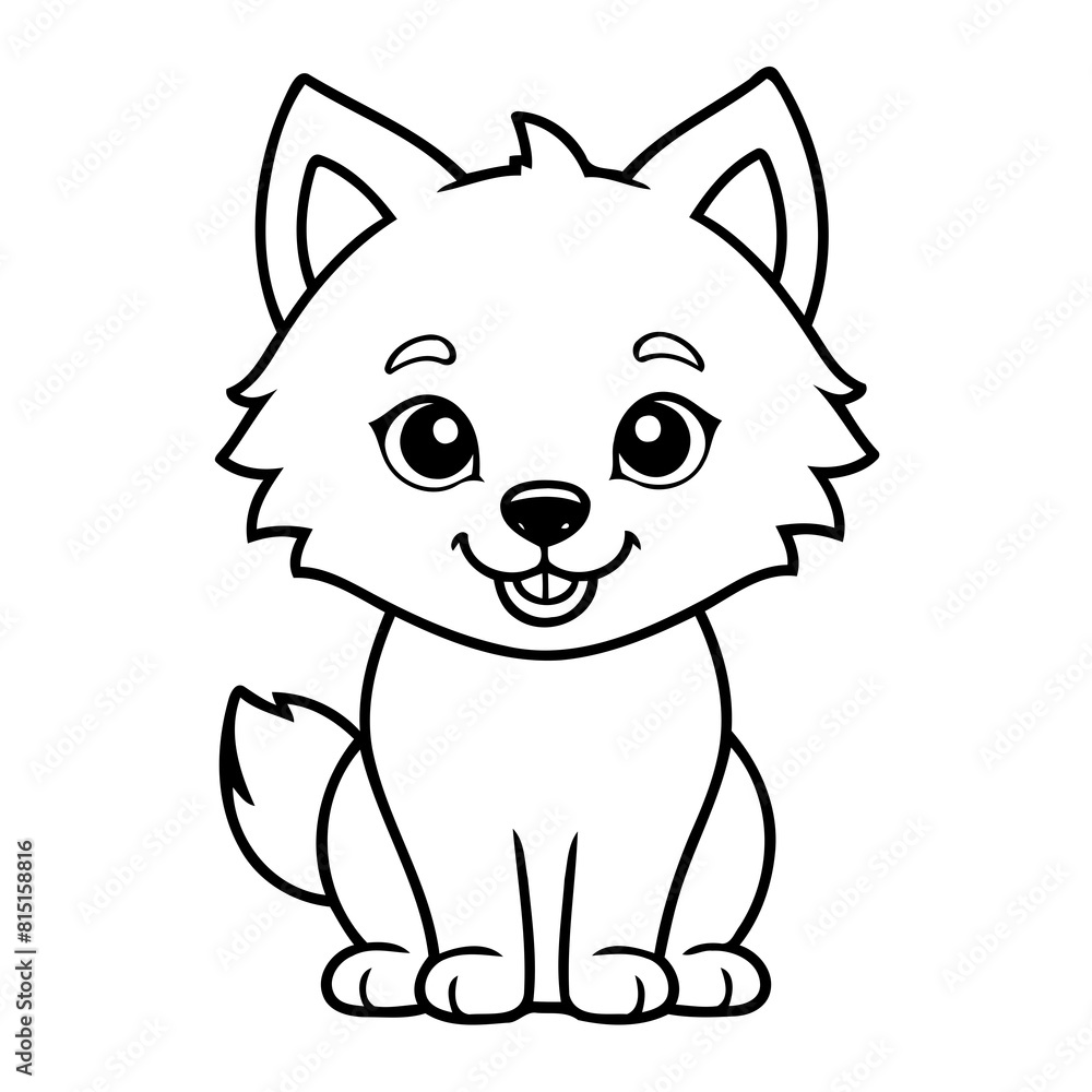 Cute vector illustration Wolf drawing for kids colouring page Cute vector illustration Wolf drawing for kids colouring page