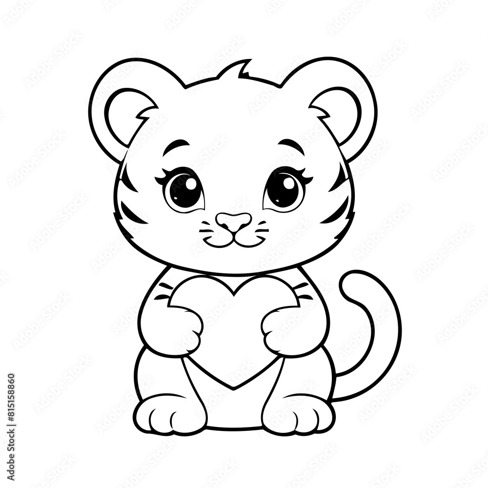 Simple vector illustration of Tiger for toddlers colouring page Simple vector illustration of Tiger for toddlers colouring page