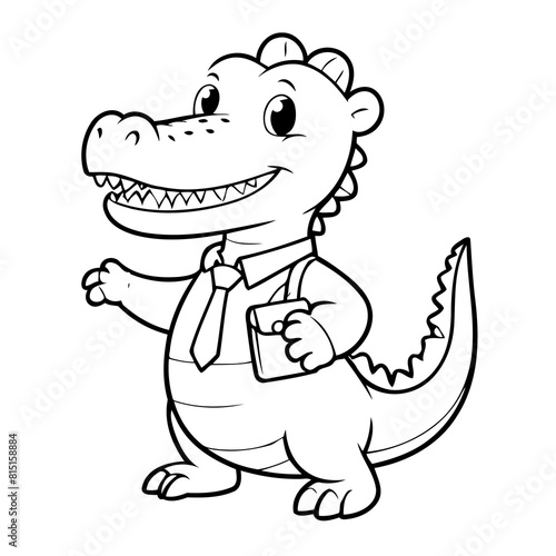 Vector illustration of a cute Crocodile drawing for colouring page