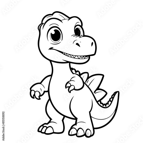 Vector illustration of a cute Velociraptor drawing for kids colouring activity