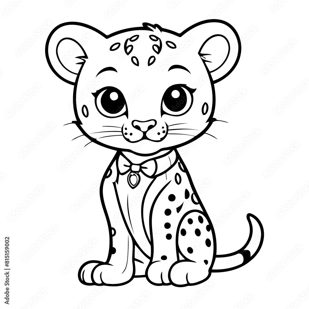 Fototapeta premium Vector illustration of a cute Cheetah drawing colouring activity