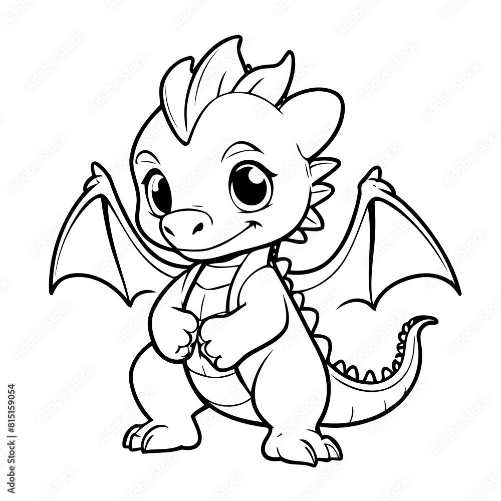 Simple vector illustration of Dragon drawing for toddlers coloring activity Simple vector illustration of Dragon drawing for toddlers coloring activity