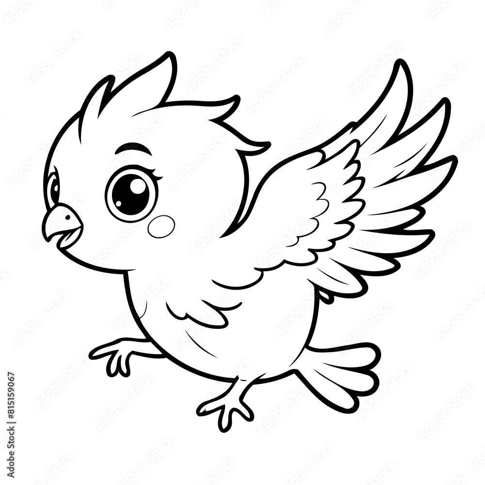 Fototapeta premium Cute vector illustration Phoenix drawing for toddlers colouring page