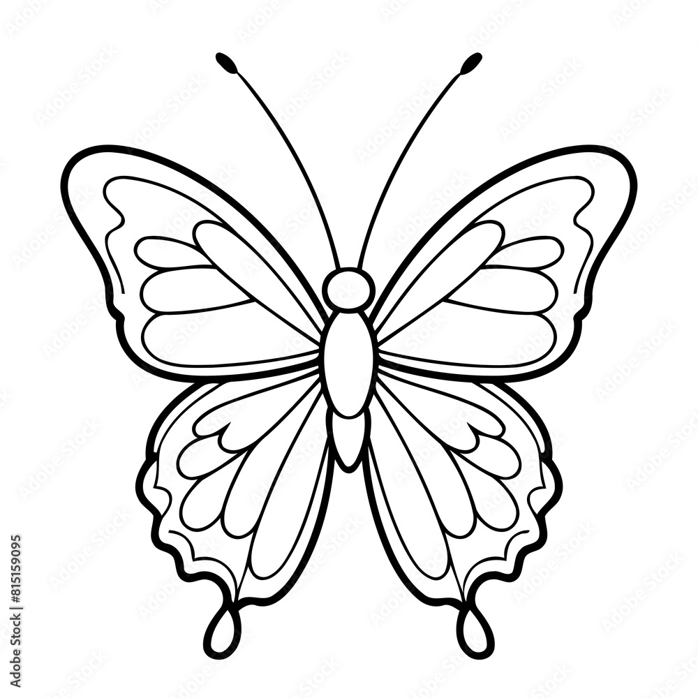 Vector illustration of a cute Butterfly drawing for kids page Vector illustration of a cute Butterfly drawing for kids page