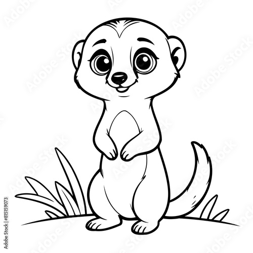 Cute vector illustration Meerkat colouring page for kids