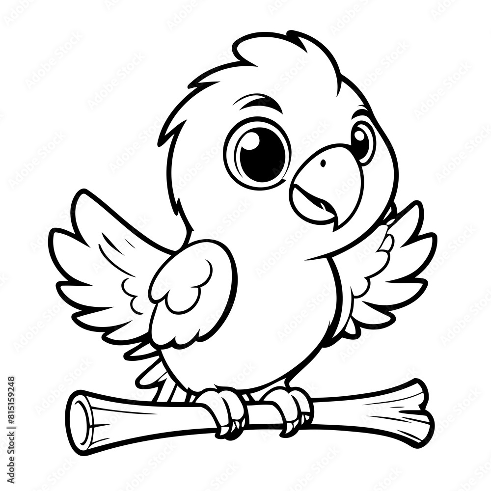Vector illustration of a cute Macaw doodle for kids colouring page Vector illustration of a cute Macaw doodle for kids colouring page
