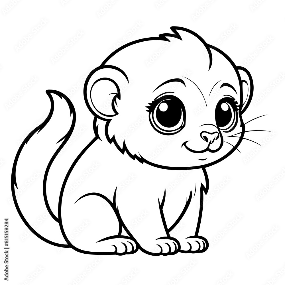 Cute vector illustration Marmoset colouring page for kids Cute vector illustration Marmoset colouring page for kids