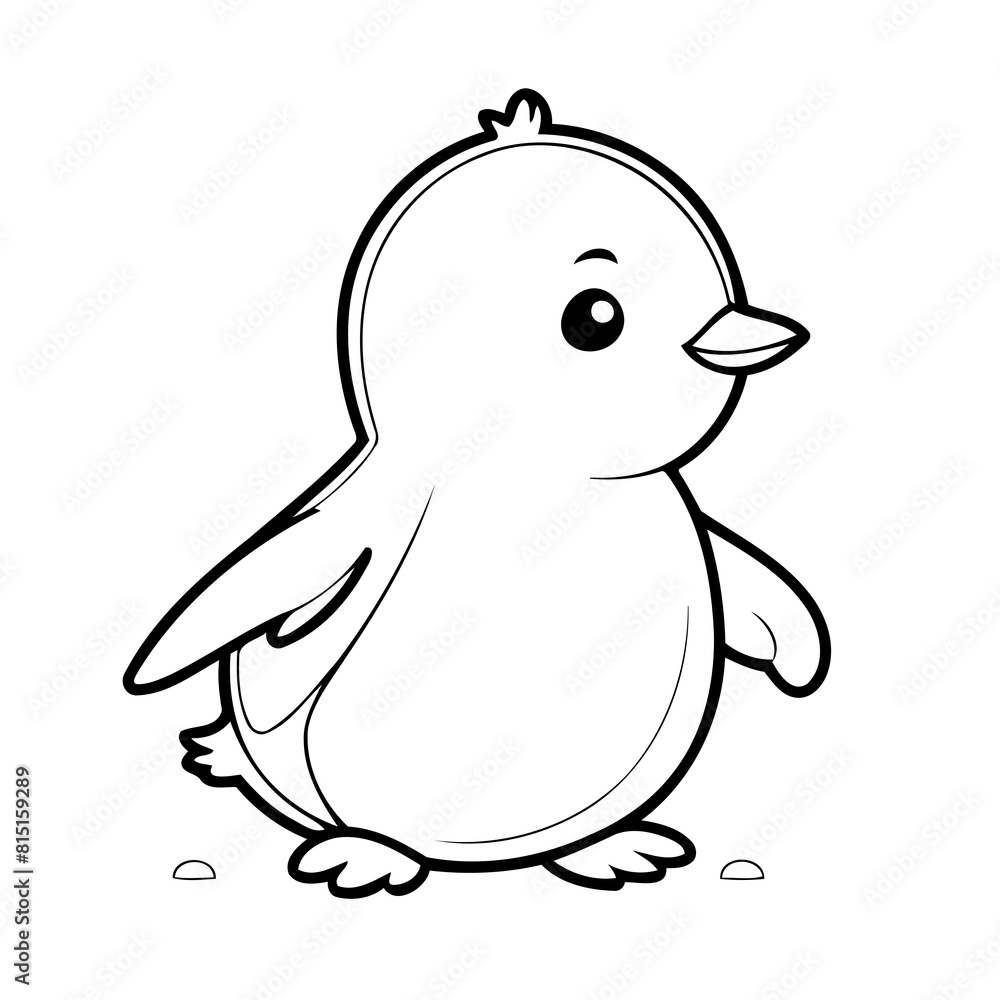 Vector illustration of a cute Penguin doodle for kids colouring page Vector illustration of a cute Penguin doodle for kids colouring page
