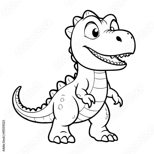 Vector illustration of a cute Allosaurus drawing for kids colouring activity © meastudios