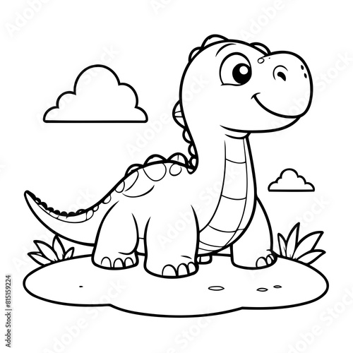 Vector illustration of a cute Diplodocus drawing for colouring page