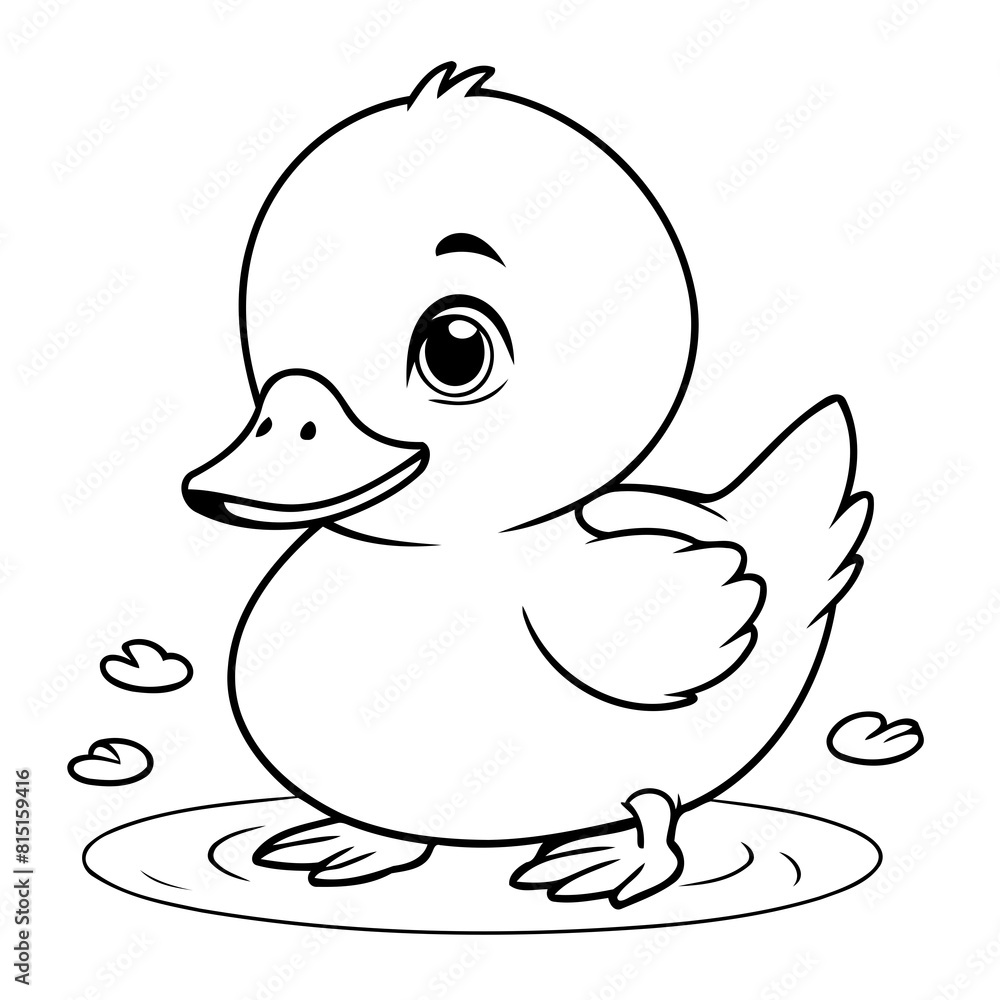 Simple vector illustration of Duck hand drawn for kids coloring page Simple vector illustration of Duck hand drawn for kids coloring page