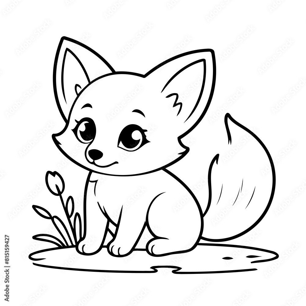 Cute vector illustration Fox doodle colouring activity for kids Cute vector illustration Fox doodle colouring activity for kids