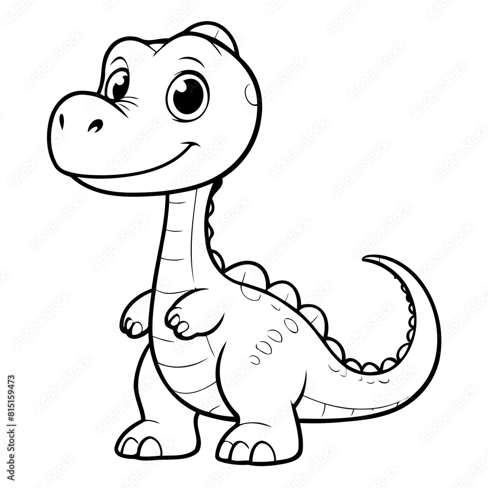 Vector illustration of a cute Diplodocus drawing for toddlers book