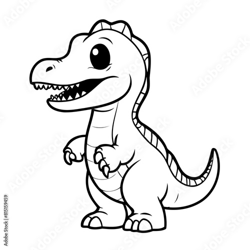 Vector illustration of a cute Tyrannosaurus doodle colouring activity for kids