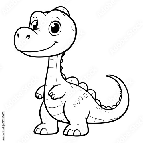 Vector illustration of a cute Diplodocus drawing for toddlers book © meastudios