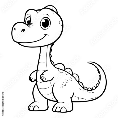 Vector illustration of a cute Diplodocus drawing for toddlers book