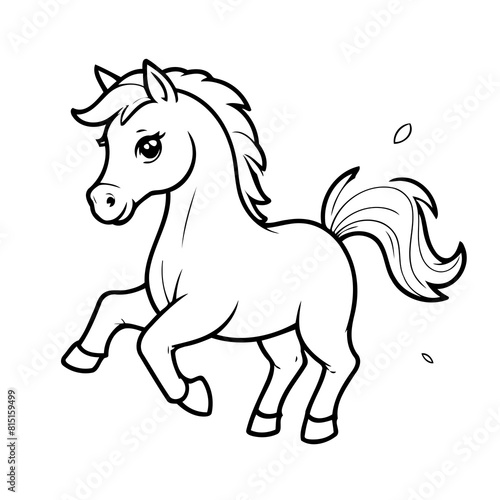 Cute vector illustration Horse for kids colouring page