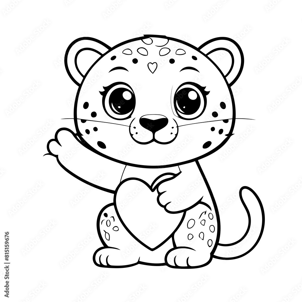Cute vector illustration Jaguar drawing for children page Cute vector illustration Jaguar drawing for children page