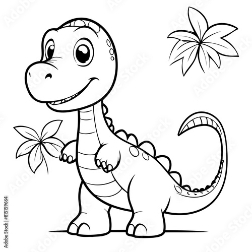 Simple vector illustration of Diplodocus drawing for kids page