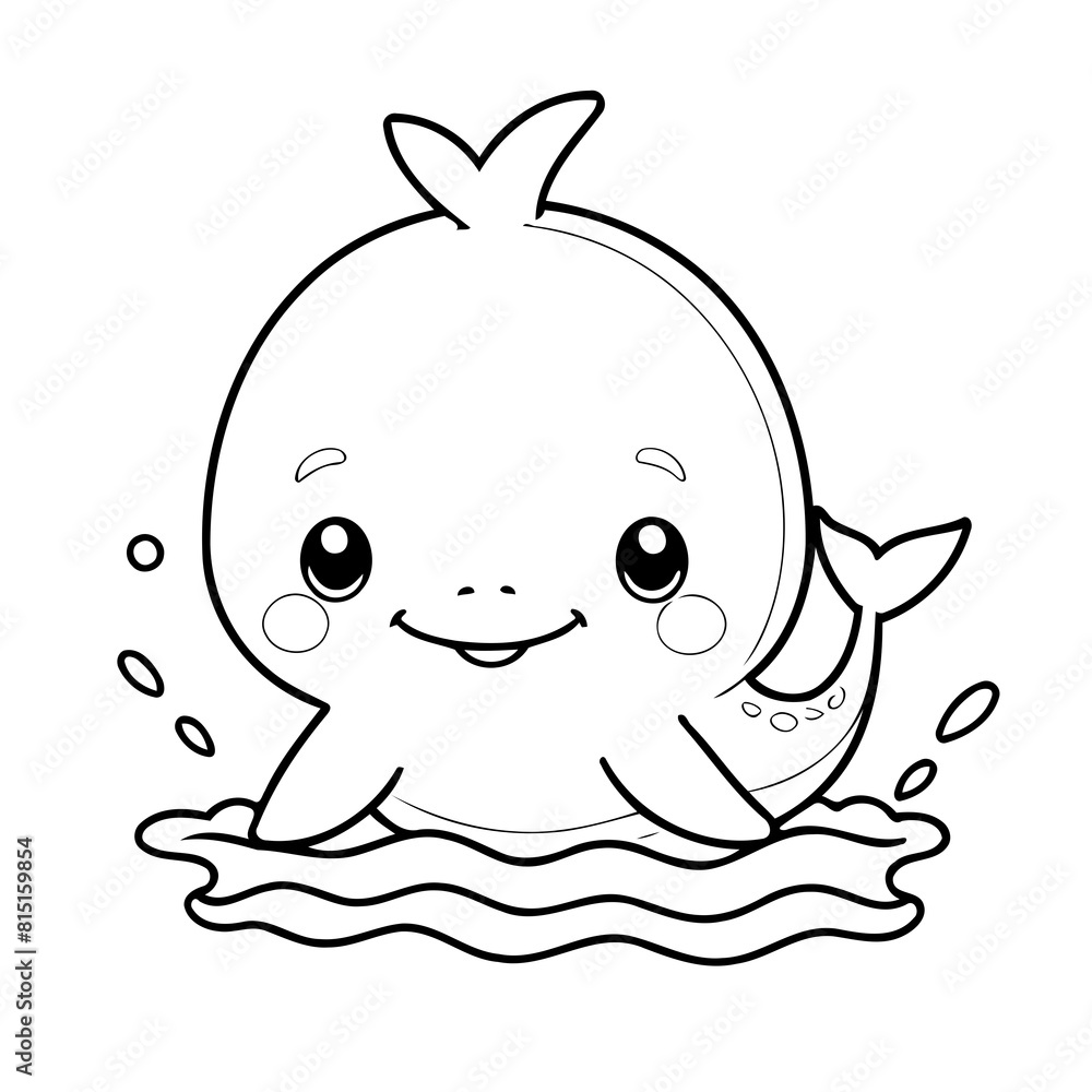 Vector illustration of a cute Whale drawing colouring activity Vector illustration of a cute Whale drawing colouring activity