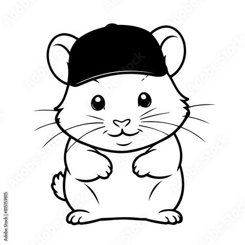 Vector illustration of a cute Hamster doodle for toddlers coloring activity