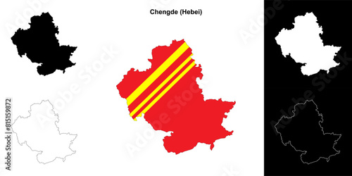 Chengde blank outline map set photo