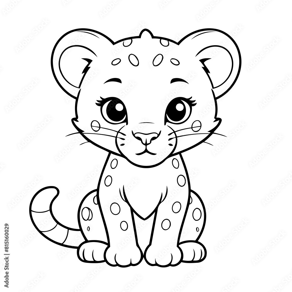 Simple vector illustration of Cheetah doodle for toddlers worksheet Simple vector illustration of Cheetah doodle for toddlers worksheet