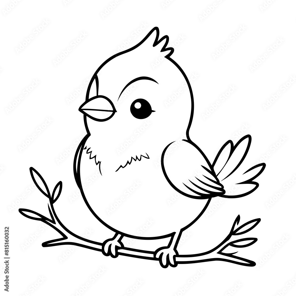 Simple vector illustration of Bird drawing for kids colouring activity Simple vector illustration of Bird drawing for kids colouring activity