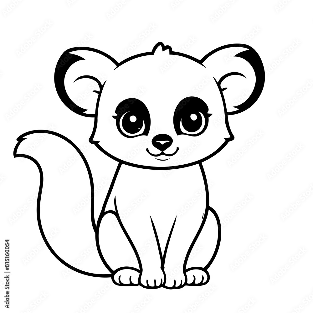 Cute vector illustration Lemur colouring page for kids