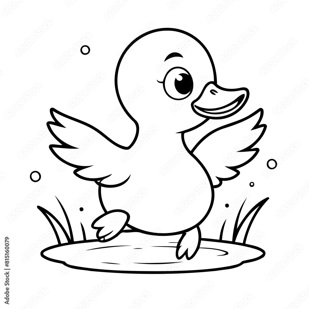 Vector illustration of a cute Duck drawing for toddlers coloring activity Vector illustration of a cute Duck drawing for toddlers coloring activity