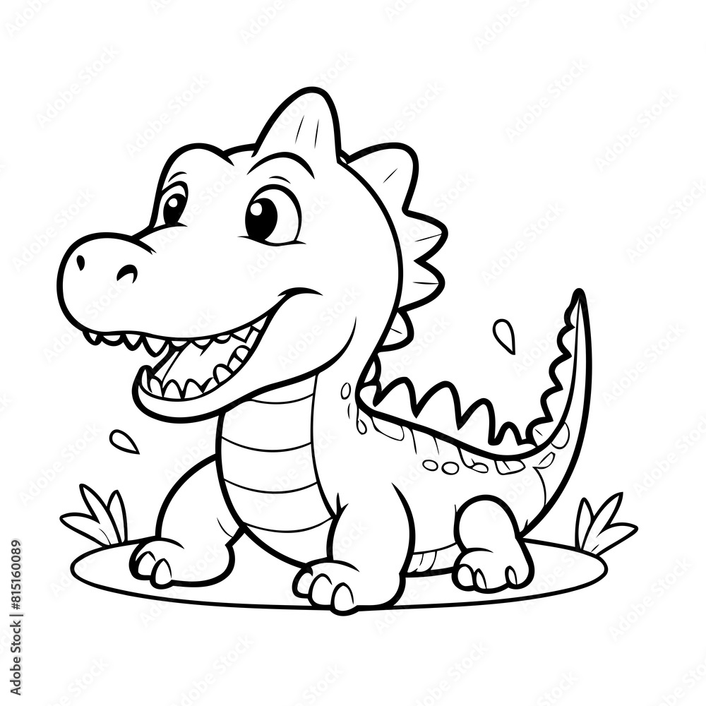 Naklejka premium Cute vector illustration Alligator doodle for toddlers worksheet
