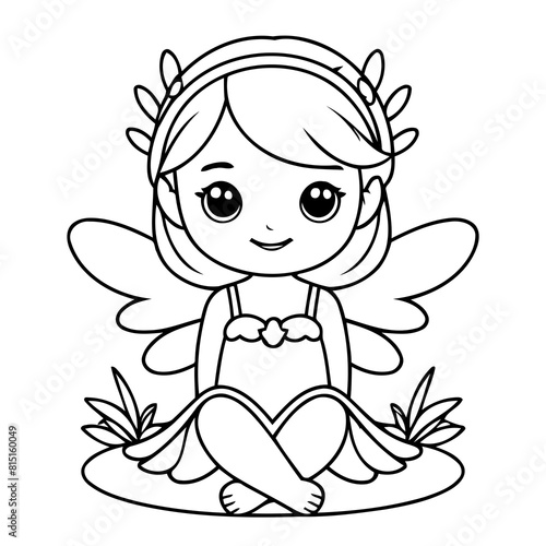 Simple vector illustration of Fairy drawing for toddlers coloring activity