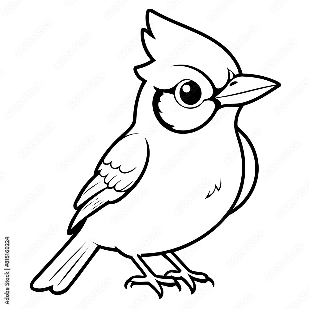 Fototapeta premium Cute vector illustration Bluejay for kids colouring worksheet