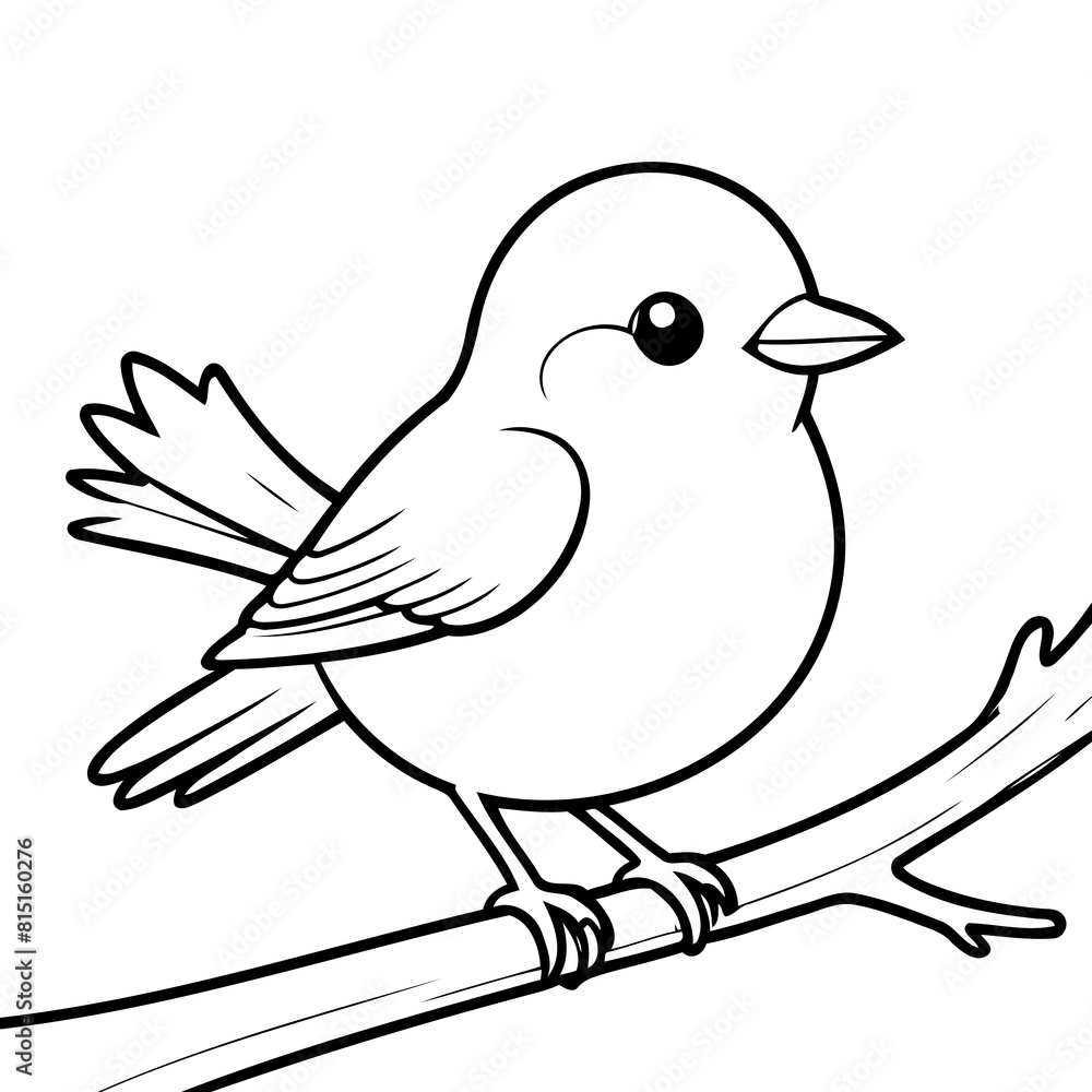 Fototapeta premium Cute vector illustration Robin drawing for toddlers book
