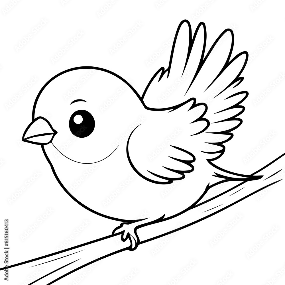 Fototapeta premium Simple vector illustration of Finch for kids coloring page