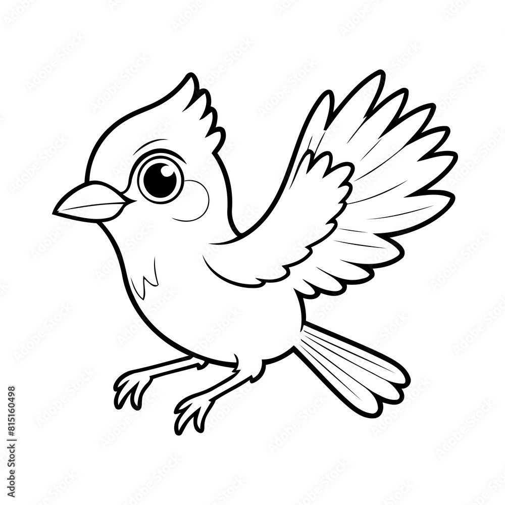 Vector illustration of a cute BlueJay doodle for kids colouring page Vector illustration of a cute BlueJay doodle for kids colouring page