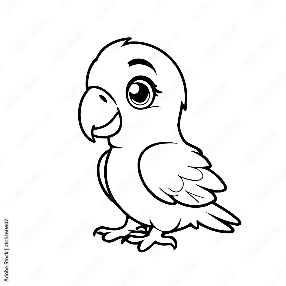 Cute vector illustration Parrot drawing for colouring page Cute vector illustration Parrot drawing for colouring page
