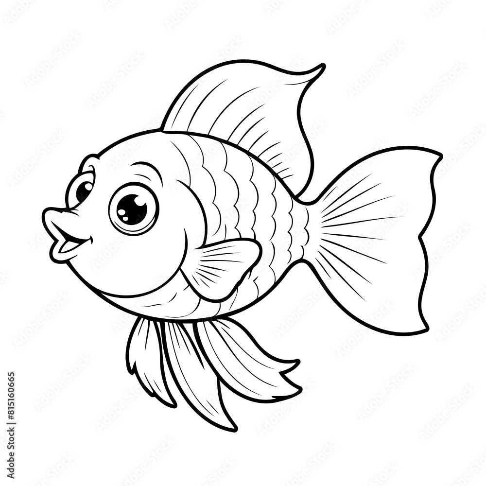 Simple vector illustration of Guppy drawing for kids colouring activity Simple vector illustration of Guppy drawing for kids colouring activity
