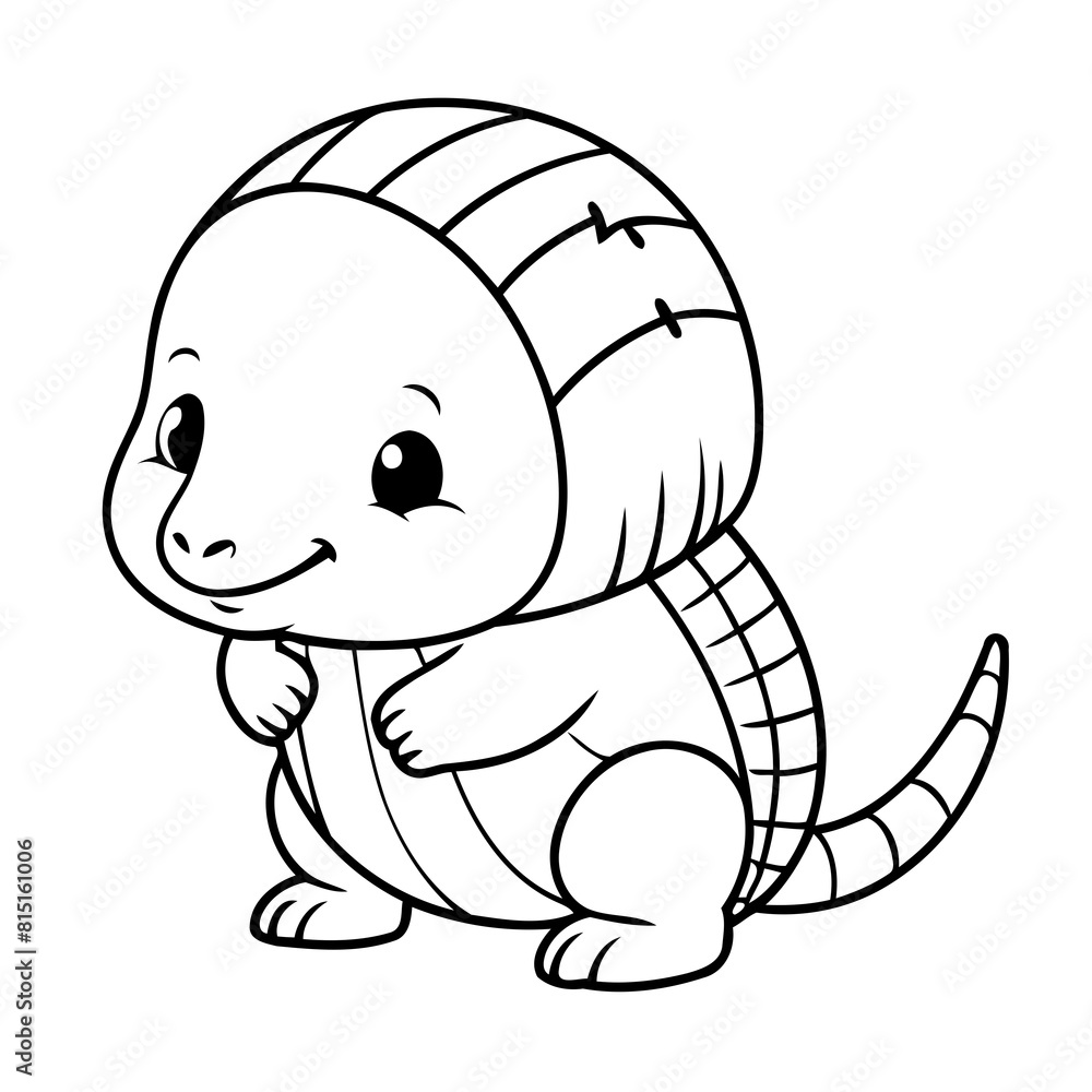 Obraz premium Cute vector illustration Armadillo drawing for colouring page
