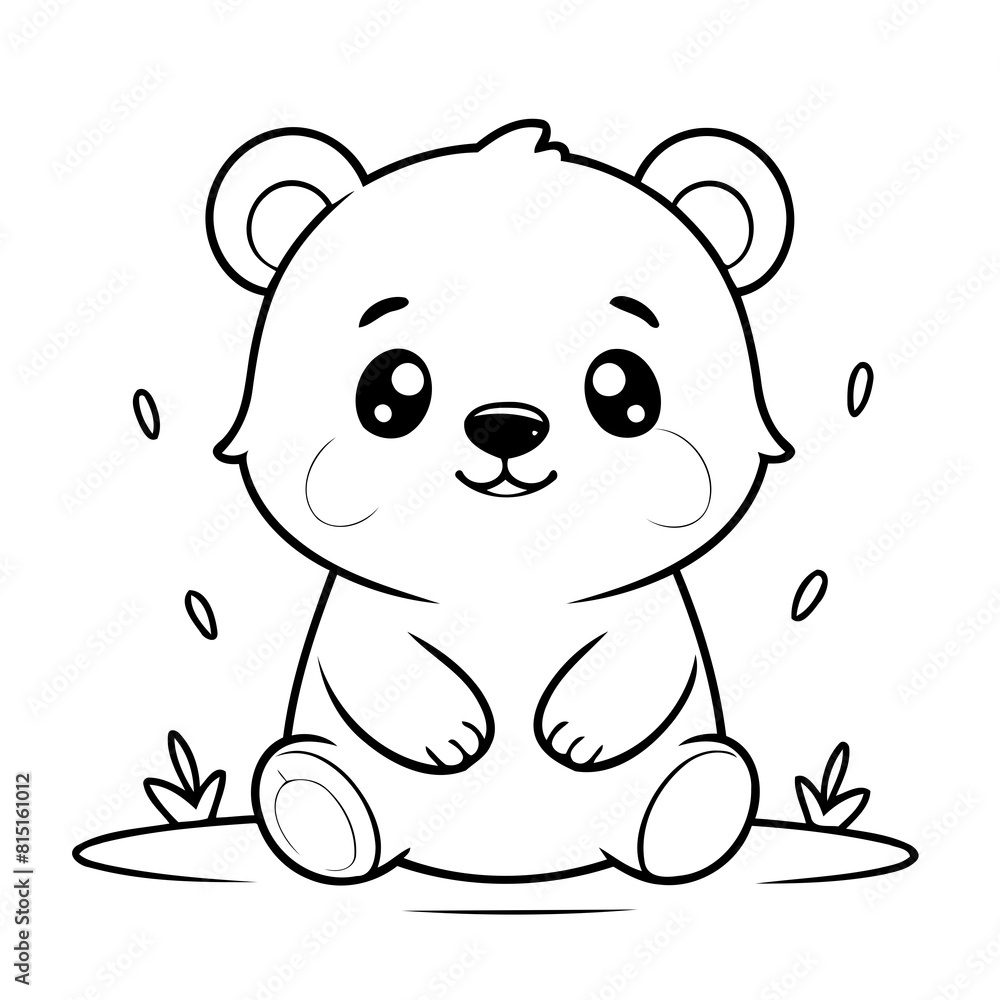 Naklejka premium Cute vector illustration Bear hand drawn for kids page