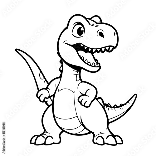 Vector illustration of a cute Allosaurus doodle for kids colouring page
