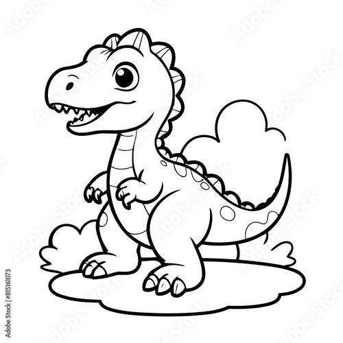 Vector illustration of a cute Velociraptor doodle for children worksheet