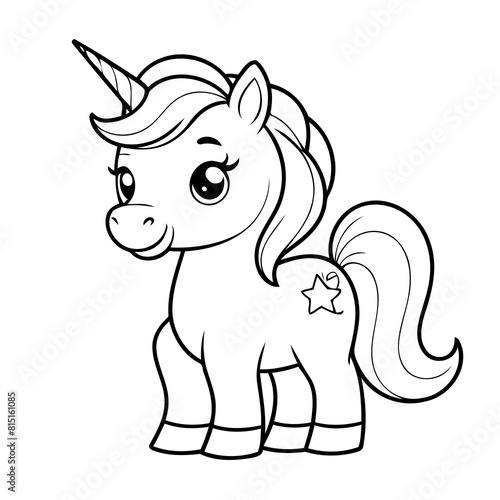 Vector illustration of a cute Unicorn doodle colouring activity for kids © meastudios